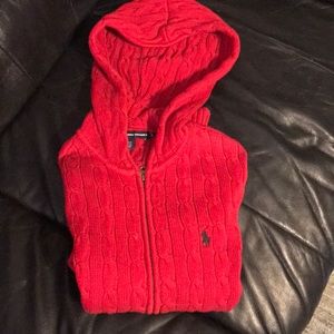 Red Women’s knitted  Zip Up Sweater